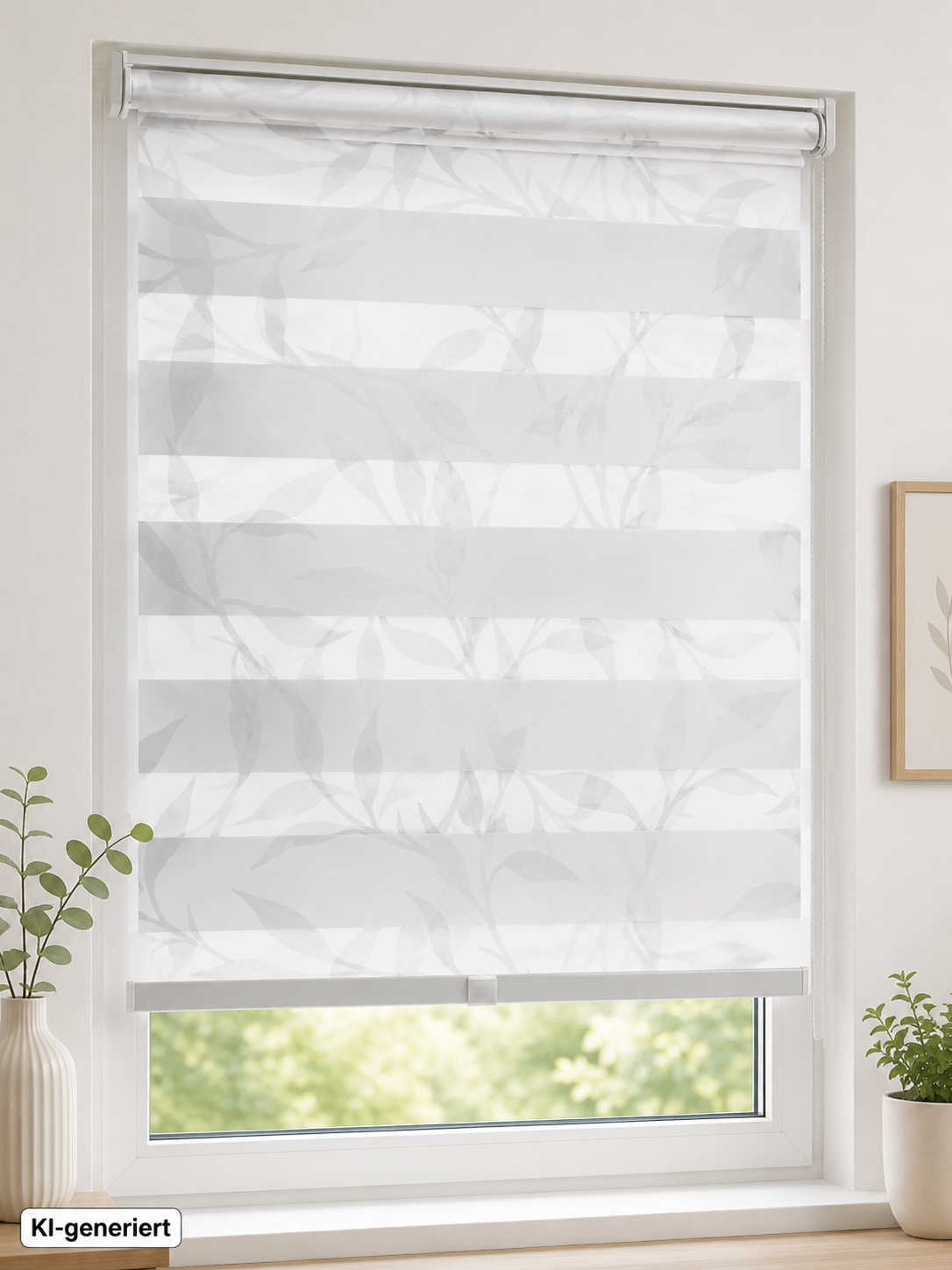 QVC Doppelrollo 40x130 cm Blätter Tag Nacht Klemmfix ohne Bohren Schnurlos HA1