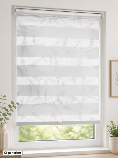 QVC Doppelrollo 40x130 cm Blätter Tag Nacht Klemmfix ohne Bohren Schnurlos HA1