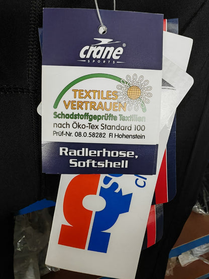 CRANE Sports Softshell Radhose Gr. 40 Schwarz Fahrradhose Lang Sitzpolster Z
