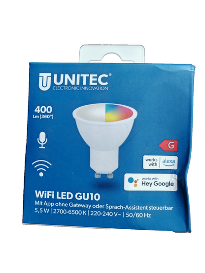 UNITEC WiFi LED Spot GU10 dimmbar Alexa Google Farbwechsel