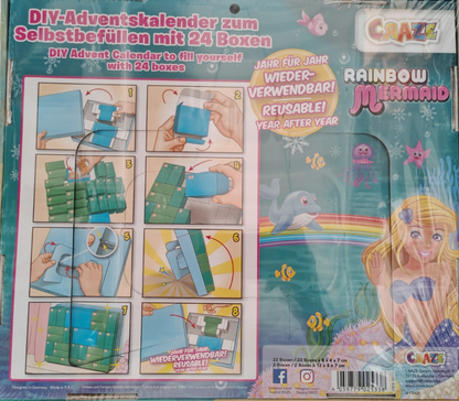 CRAZE Rainbow Mermaid DIY Adventskalender 24 Boxen zum Selbstbefüllen Kinder