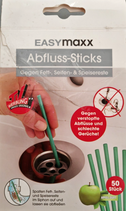EASYmaxx Abflussreiniger Sticks 50er Apfelduft Rohreiniger Stäbchen Reiniger B5