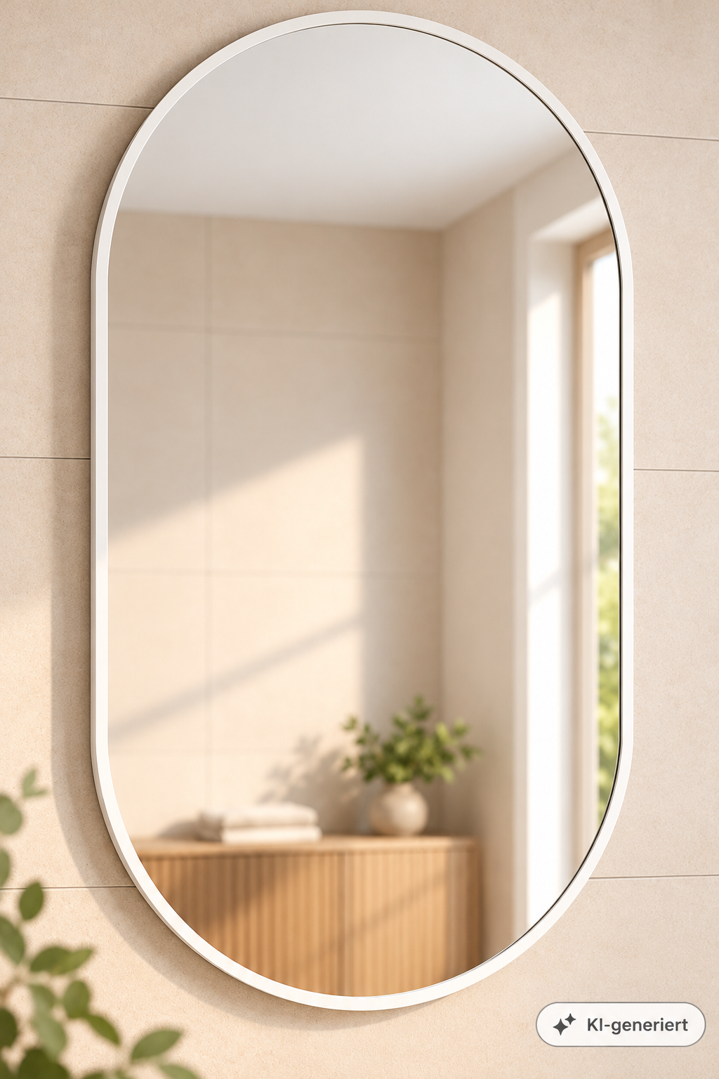 en.casa Badspiegel Oval 91x55 cm Weiß Wandspiegel PremiumXL Badezimmer HA