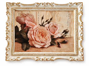 Rosen Wandbild mit Barockrahmen 40x49 cm Vintage Shabby Chic Landhaus Deko C4
