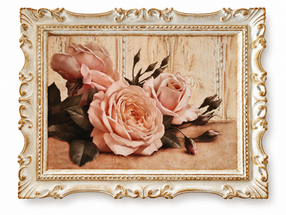 Rosen Wandbild mit Barockrahmen 40x49 cm Vintage Shabby Chic Landhaus Deko C4