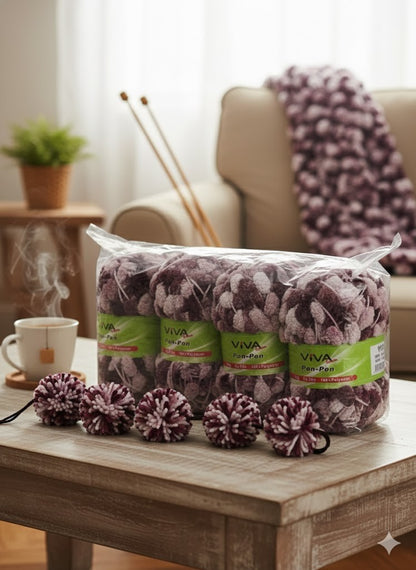 Viva Fashion Pon-Pon Wolle 8x50g, 25m, 100% Polyester, Mix Set