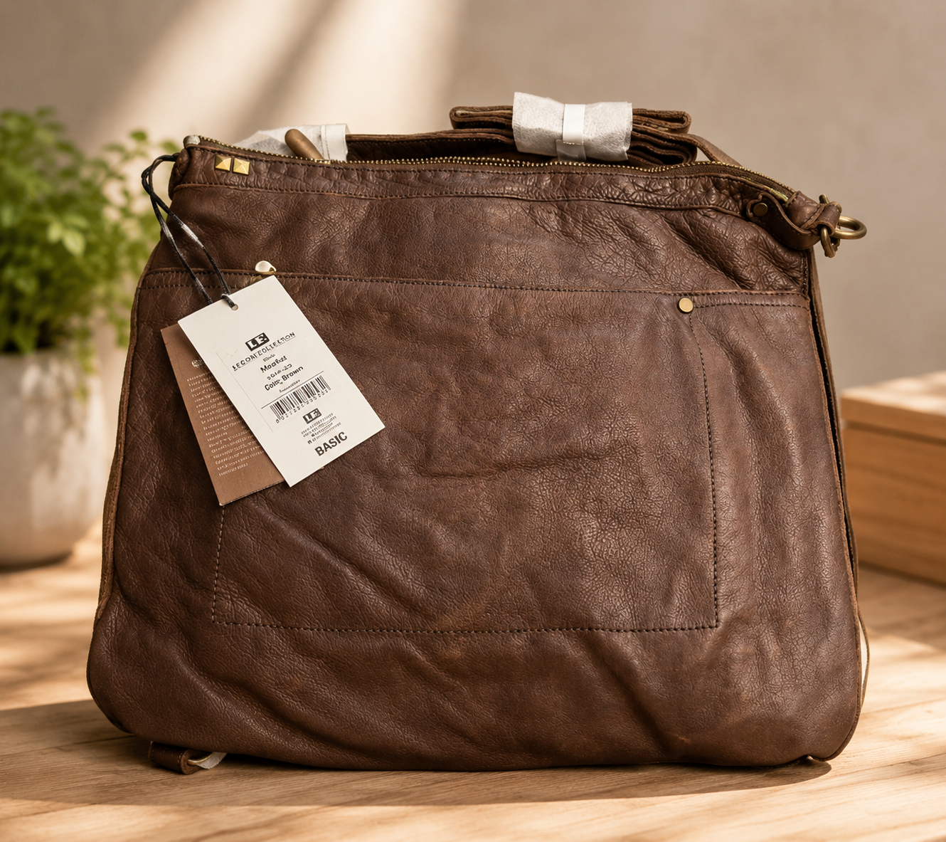 Desiderius Basic Faustus Herren Tasche Dark Brown Leder Handtasche