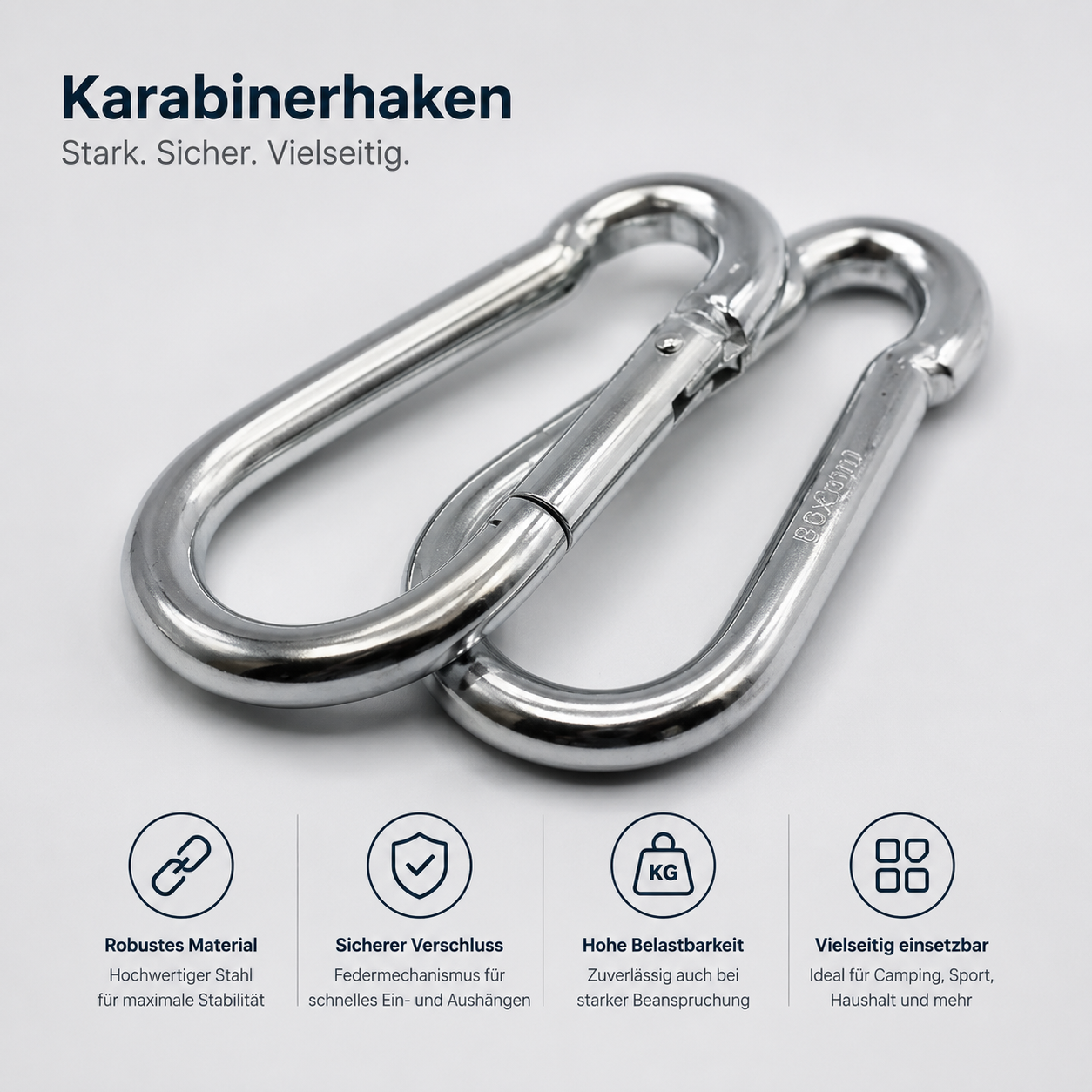 Pretex Karabiner Haken 2er Pack Karabinerhaken Aluminium Clip Schlüsselhaken B1