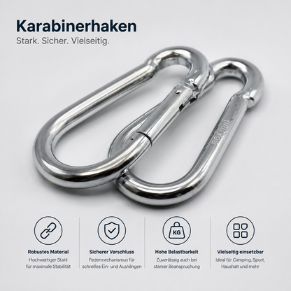 Pretex Karabiner Haken 2er Pack Karabinerhaken Aluminium Clip Schlüsselhaken B1