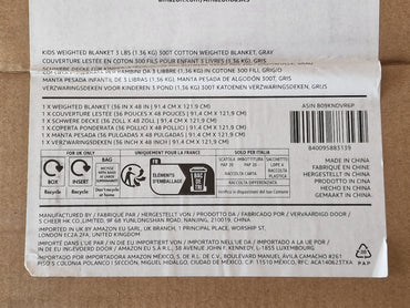 Amazon Basic, Gewichtsdecke, 91,4 x 121,9, 1,36 kg Grau, Kinder