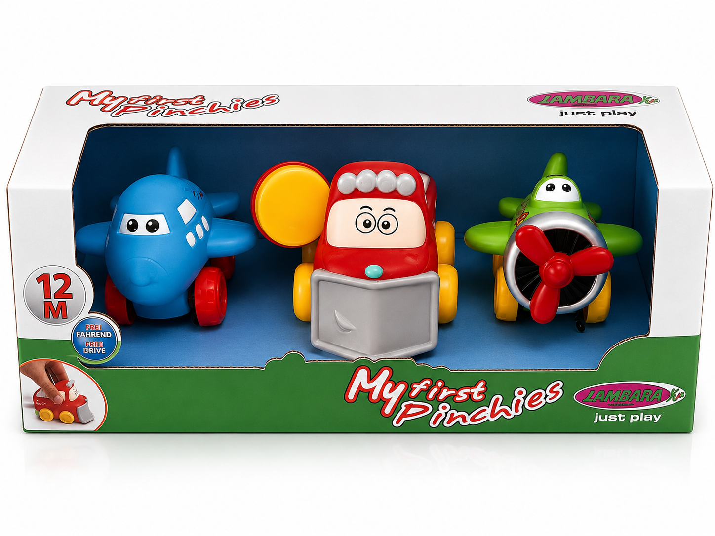 JAMARA My First Pinchies Set A 3 Fahrzeuge Baby Motorikspielzeug ab 12 Monate D4