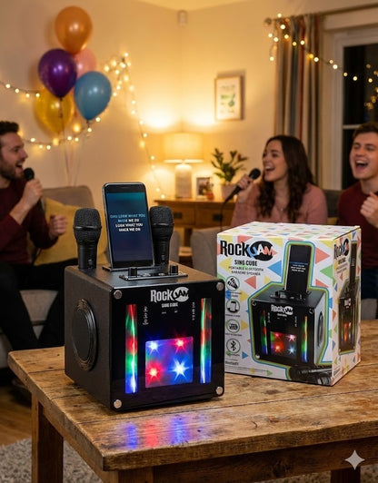 RockJam Singcube 5W Bluetooth Karaoke Maschine mit 2 Mikrofonen Party