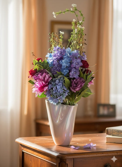 Abella Flora Künstliches Blumenbouquet Violett | Deko Blumenstrauß Kunstblumen