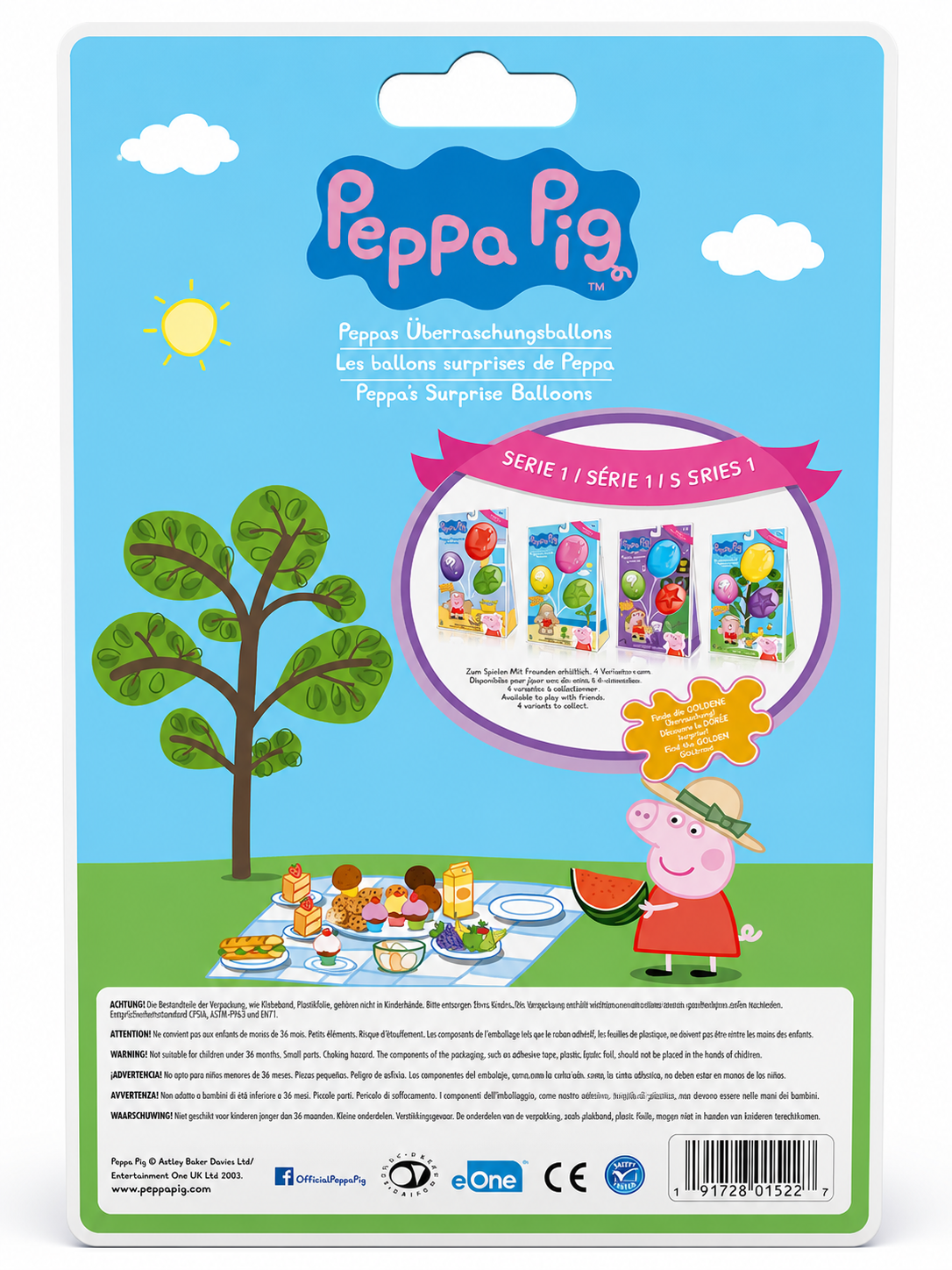 Peppa Pig Überraschungsballons Serie 1 Picknick 1 Figur 3 Ballons