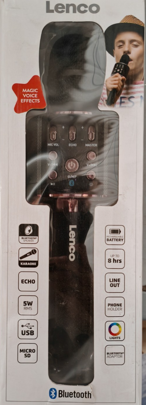 Lenco BMC-090BK Karaoke Mikrofon Bluetooth 5W Lautsprecher Licht USB SD D6