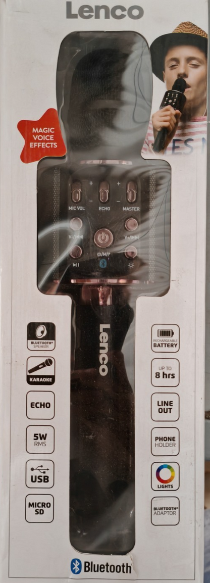 Lenco BMC-090BK Karaoke Mikrofon Bluetooth 5W Lautsprecher Licht USB SD D6
