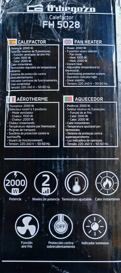 Orbegozo FH 5028 Heizlüfter Elektroheizer Ventilator Heizung