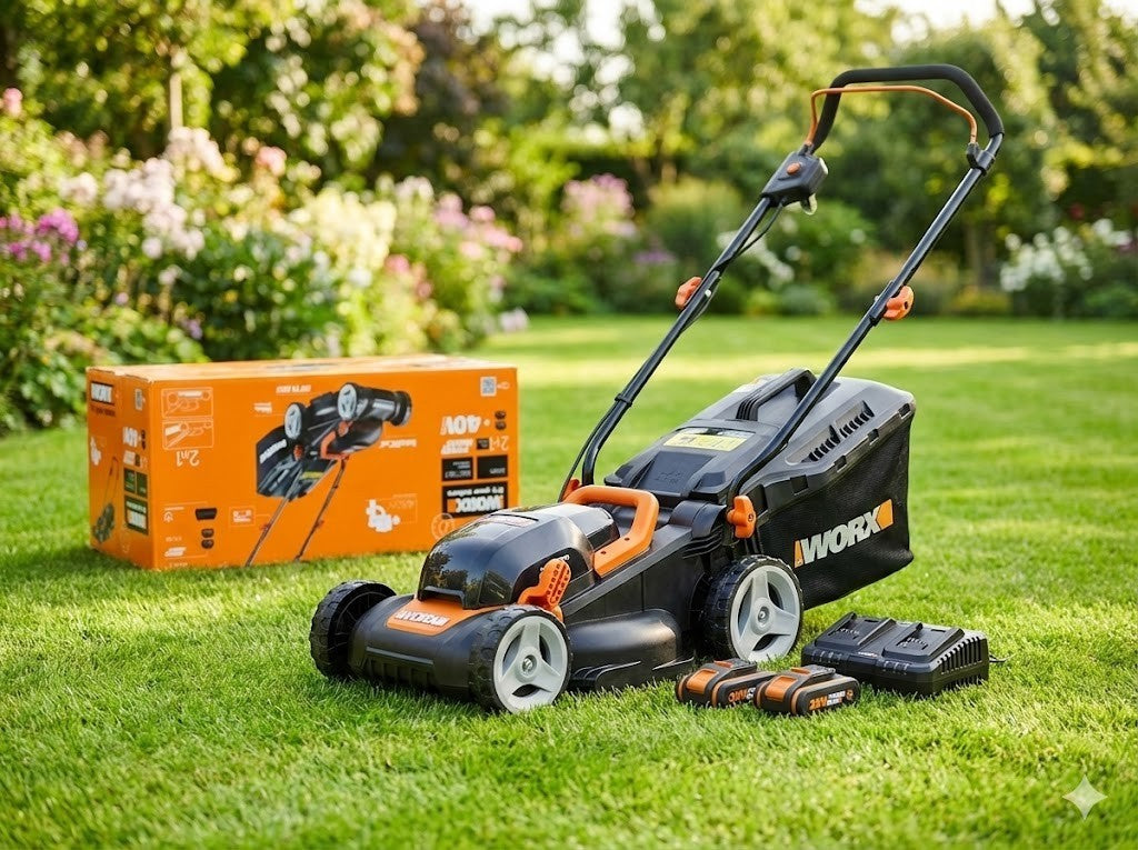 Worx Akku-Rasenmäher WG779E.1 40 V | 2× 4 Ah Akkus | 30 l Fangkorb