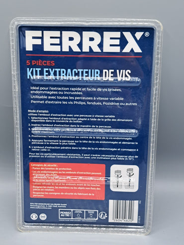Ferrex Bit-Set Schrauben-Entferner-Set Extraktor Set 5 teilig im Koffer