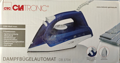 Clatronic DB 3704 Dampfbügeleisen 2200W Edelstahlsohle Dampfbügeleisen Weiß C-06