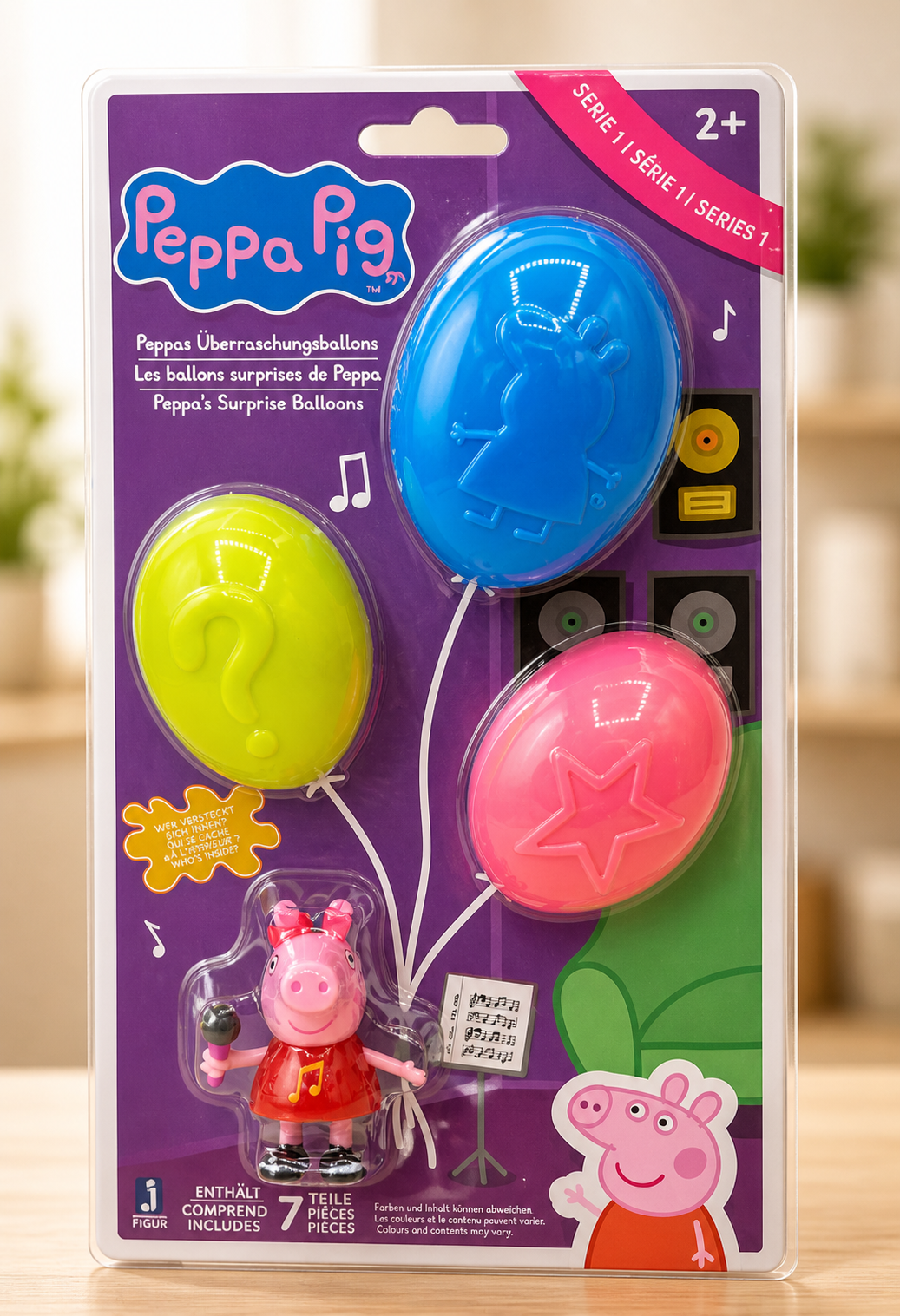 Peppa Pig Überraschungsballons Serie 1 Musik 1 Figur + 3 Ballons Set