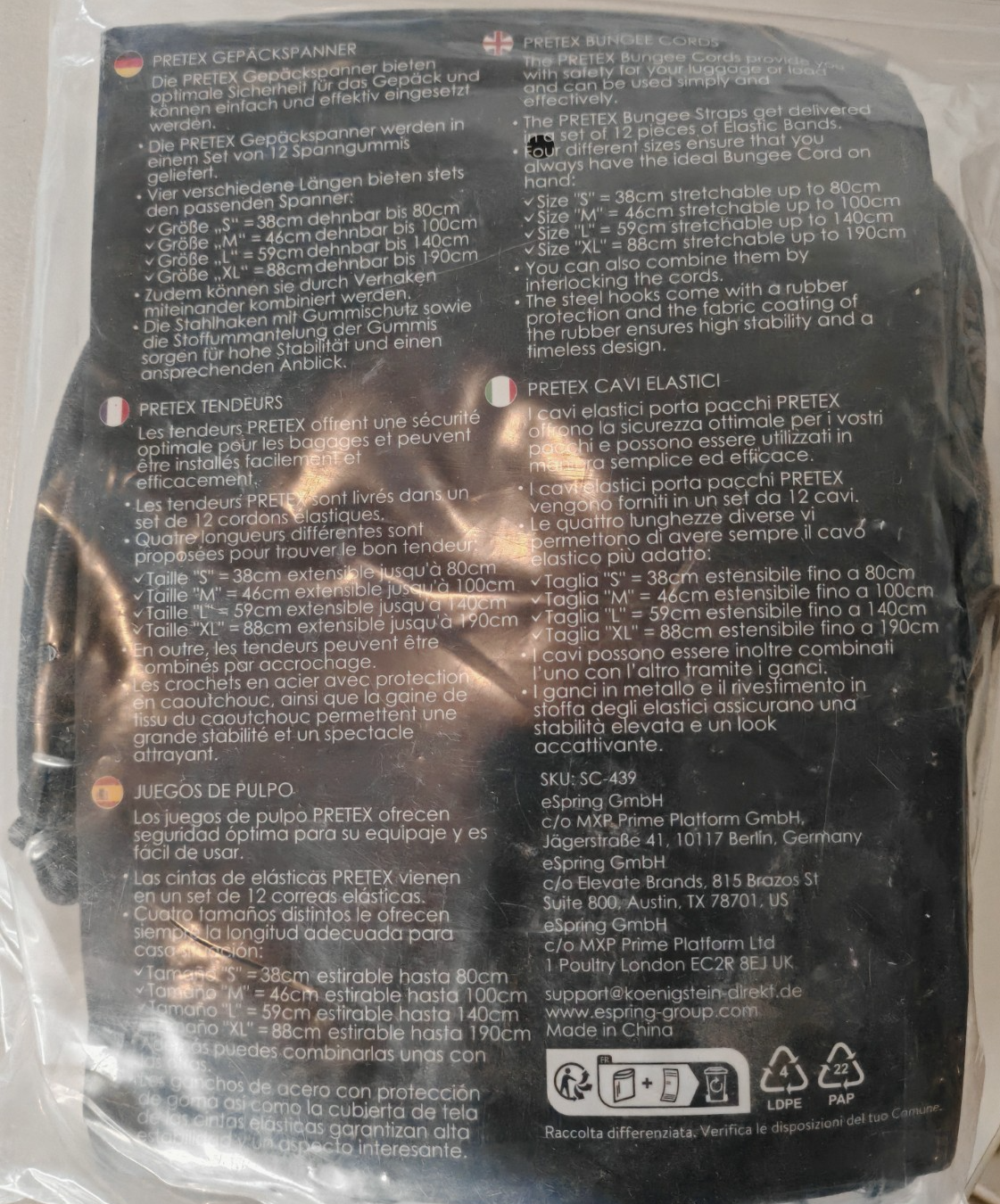 PRETEX 12x Gepäckspanner Schwarz Expander mit Haken Spanngummi Bungee Seil B1