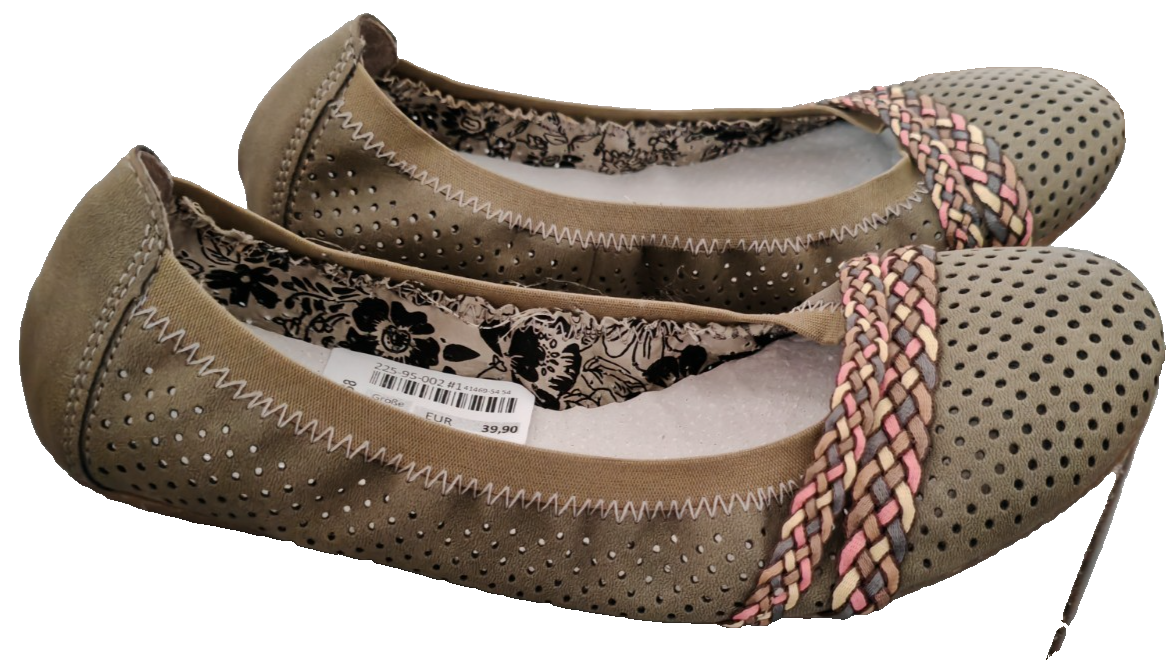 Rieker Antistress Damen Ballerinas Gr. 36 Grün 411469-54 Flecht-Detail G2