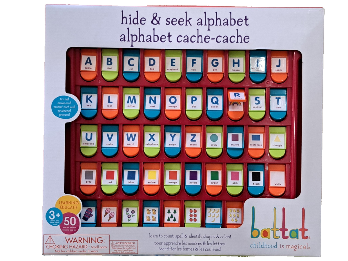 Battat Hide & Seek Alphabet Lernspiel Englisch ABC Zahlen Farben 50 Klappen  D6