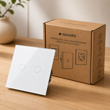 Navaris Touch Lichtschalter Weiß Wandschalter modern Glaspanel LED