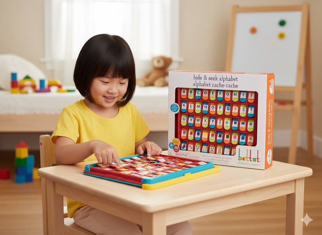 Battat Hide & Seek Alphabet Lernspiel Englisch ABC Zahlen Farben 50 Klappen  D6