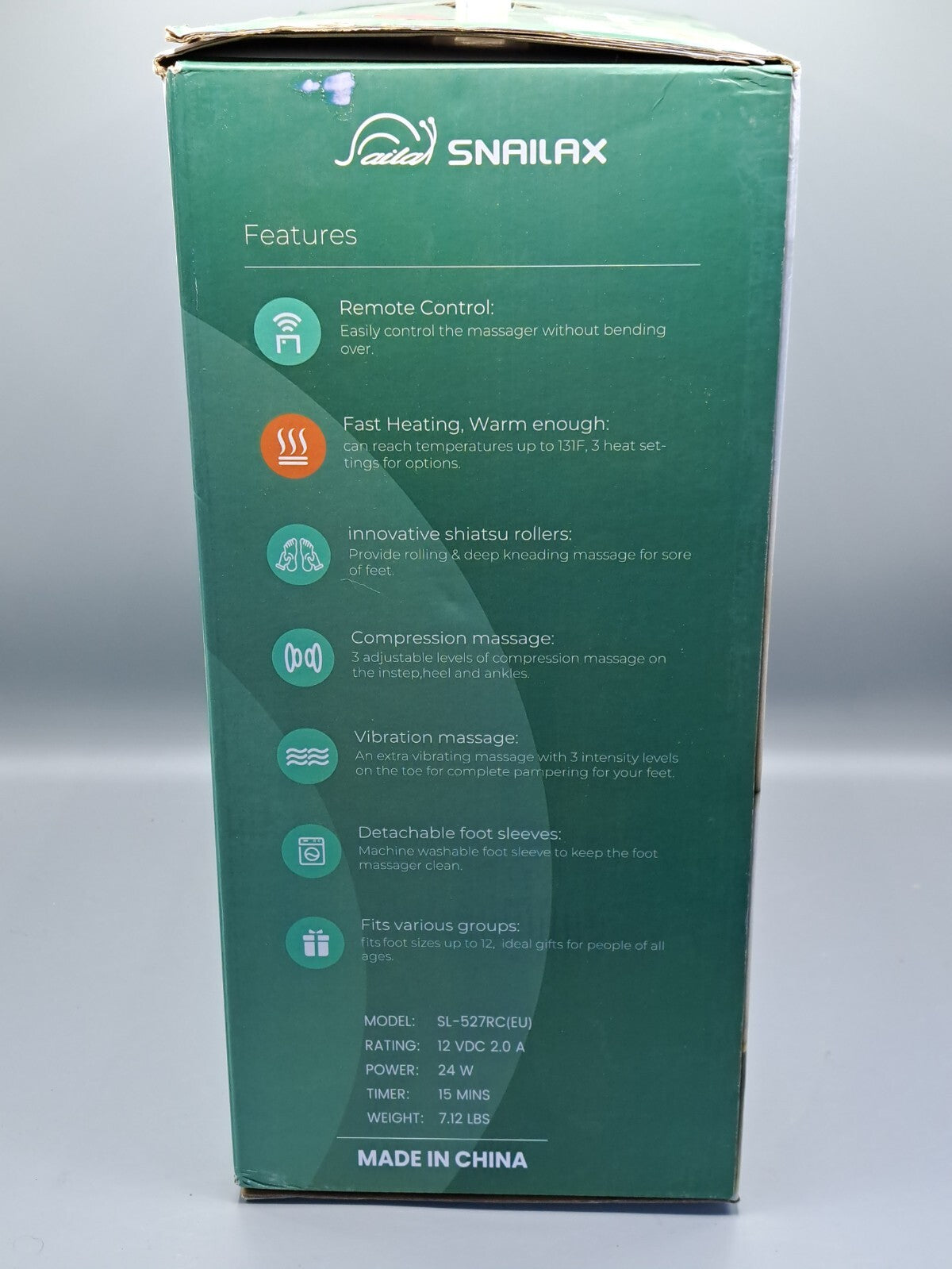Snailax SL-527RC Shiatsu Fußmassagegerät Kneten Wärme Kompression Fernbedienung