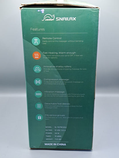 Snailax SL-527RC Shiatsu Fußmassagegerät Kneten Wärme Kompression Fernbedienung