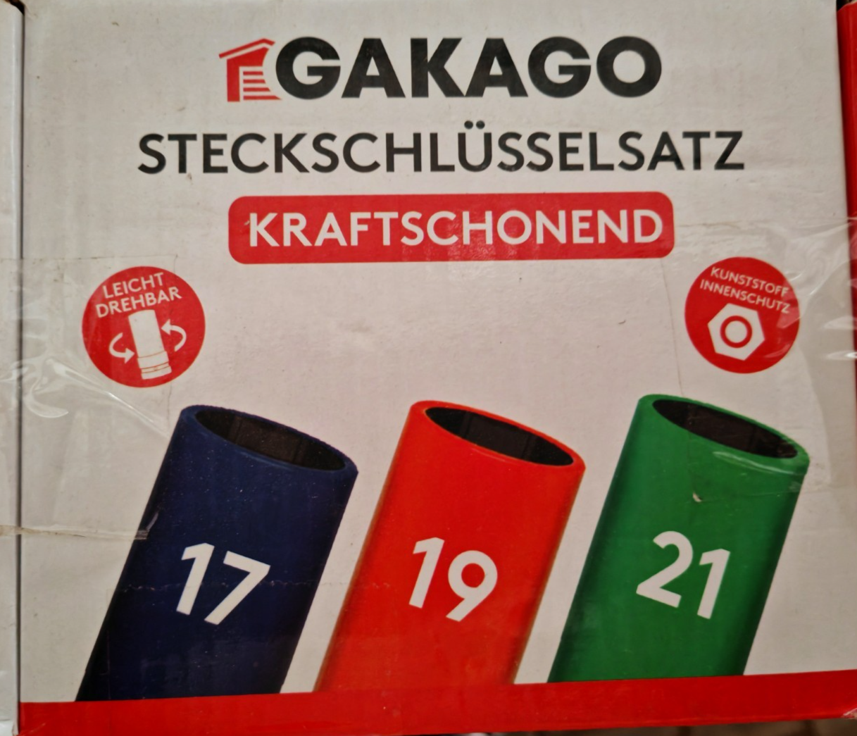 Gakago Kraft-Schoneinsatz 17 19 21mm Radmuttern Nuss Set 1/2 Zoll Felgenschutz