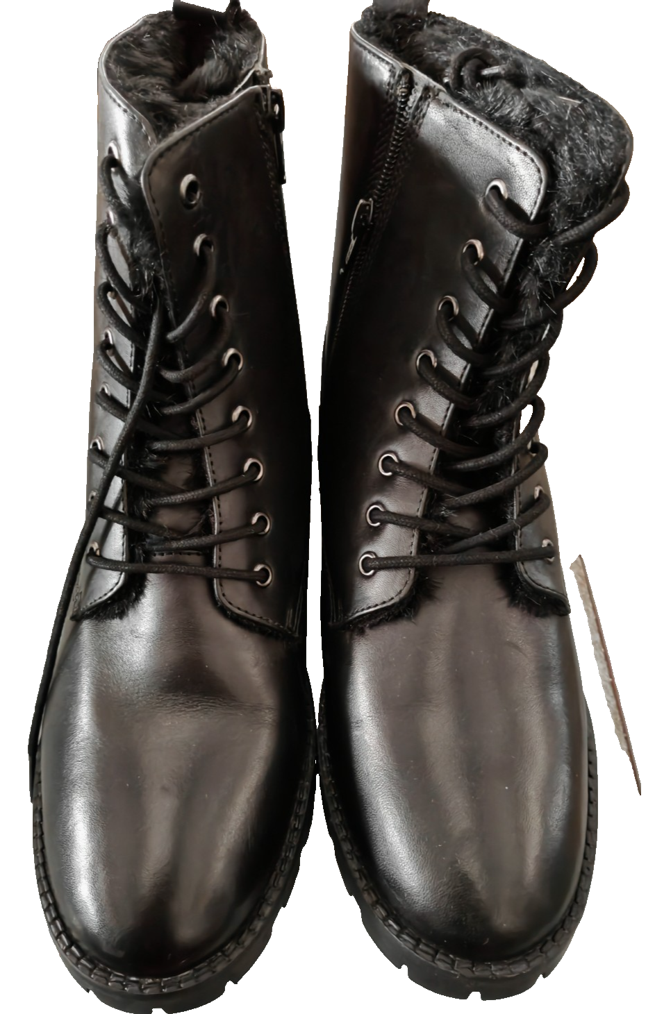 Paul Vesterbro Damen Boots Gr. 42 Schwarz Leder Warmfutter Schnürstiefel