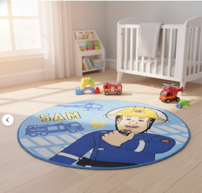 Feuerwehrmann Sam Teppich rund 90 cm Kinderteppich Kinderzimmer