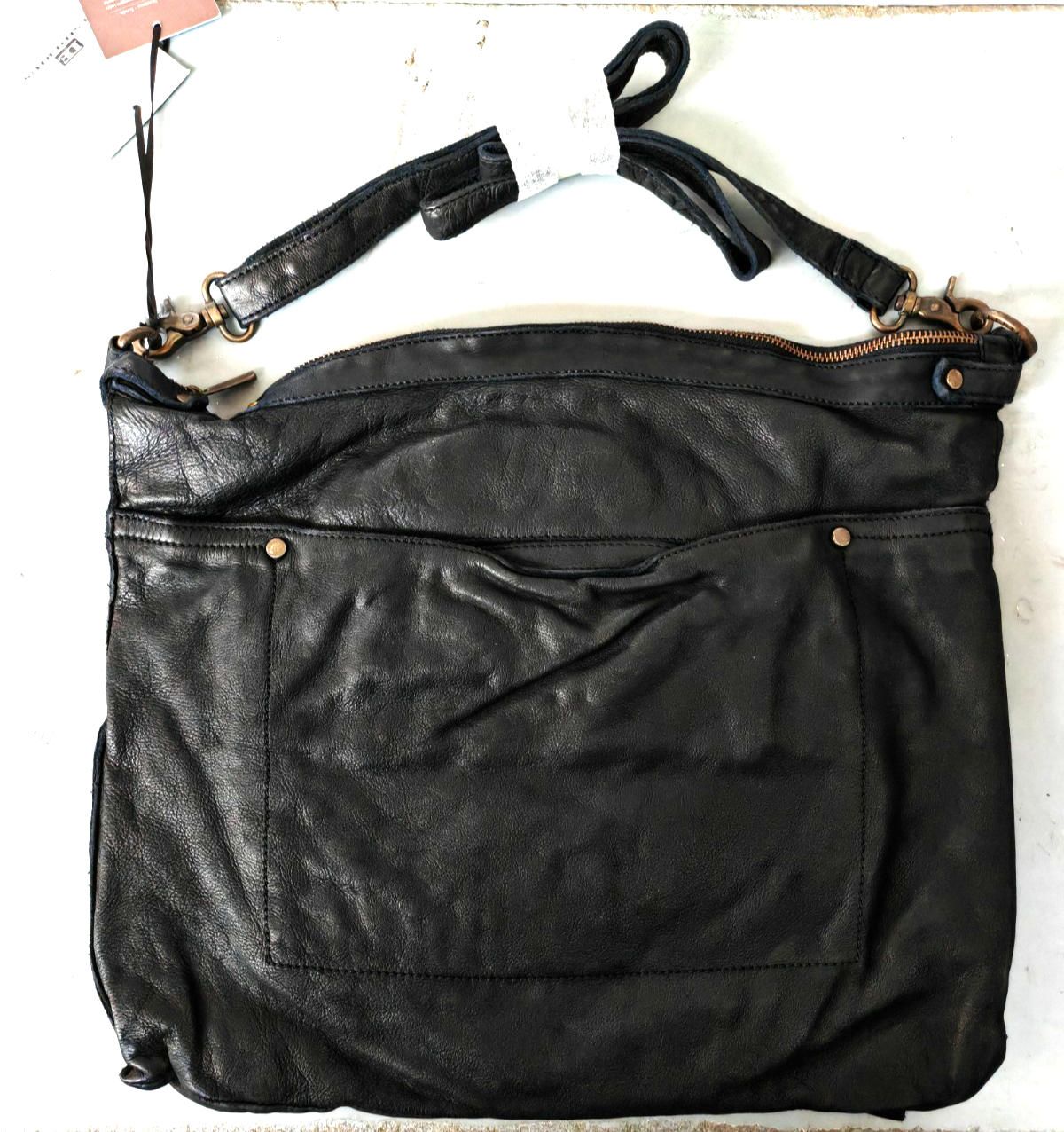 Desiderius Faustus Ledertasche Schwarz Echtleder Umhängetasche Schultertasche H2