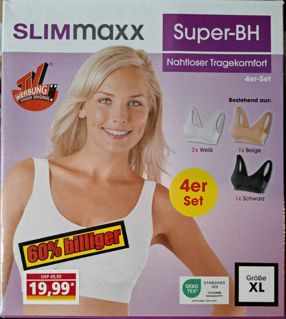 Easymaxx Super-BH 4er Set L Nahtlos Komfort-BH Damen Trägerlos/Bequem