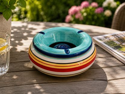 COM-FOUR Sturmaschenbecher Blau Gestreift Windaschenbecher Aschenbecher B1