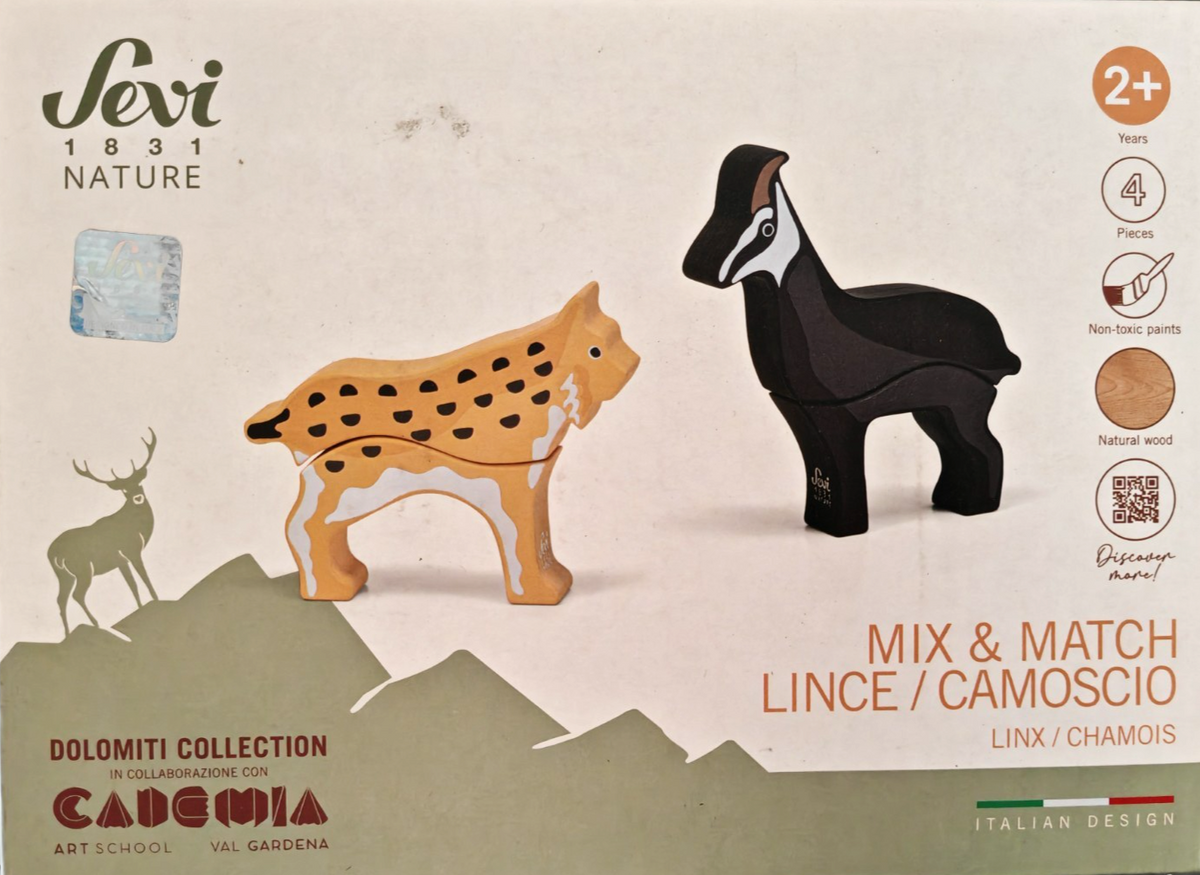 Sevi 1831 Nature Mix & Match Luchs Gämse Holzpuzzle 4-tlg. ab 2 Jahre D6