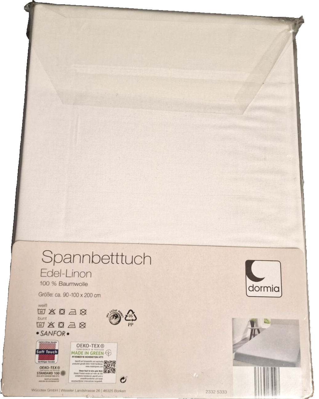 Dormia Spannbettuch, Edel-Linon, 90x200, Baumwolle