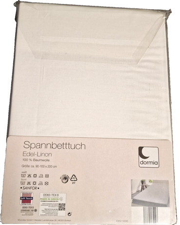 Dormia Spannbettuch, Edel-Linon, 90x200, Baumwolle