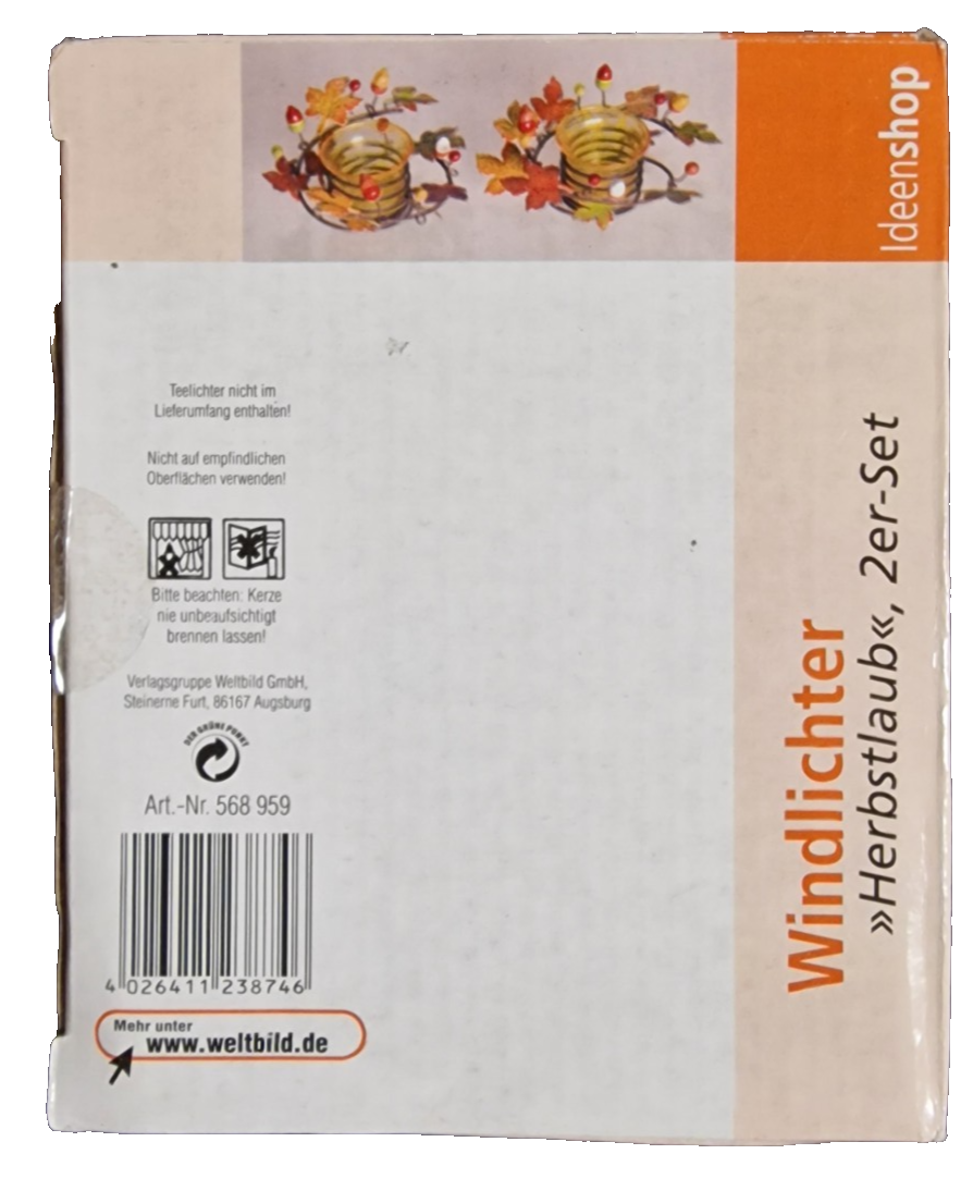 Ideenshop Windlichter "Herbstlaub" 2er-Set | Teelichthalter Deko