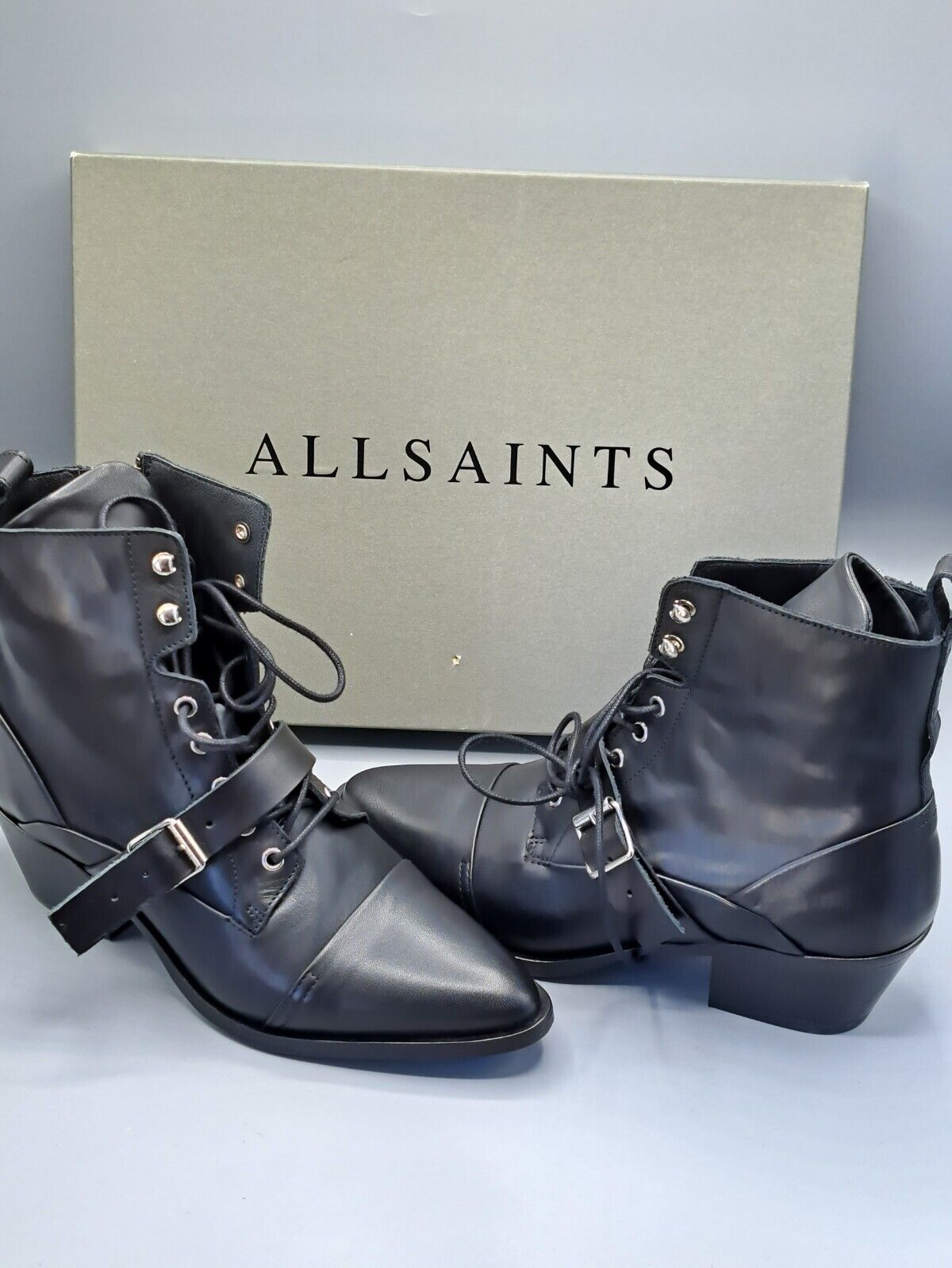 Allsaints Katy Zip Boots, Calf, Schwarz Größe 39