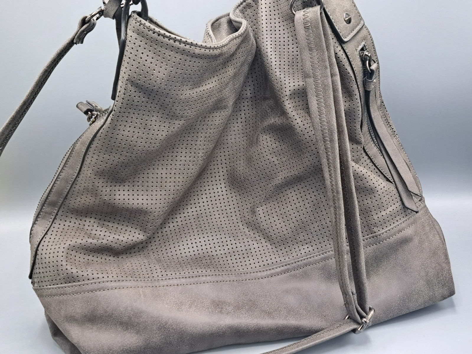 Damen Handtasche Leder, Olive, 38x37 Reißverschluss
