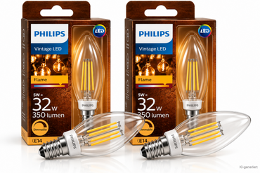 Philips Vintage LED Kerzenlampe E14 5W 32W 350lm 2200K Dimmbar Filament HA34