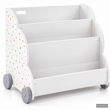 Navaris Kinder Bücherregal Weiß mit Rollen Bücherständer Spielzeug Organizer HA8