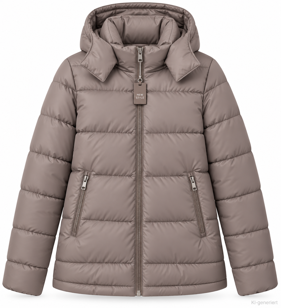 STRANDFEIN Menswear Herren Steppjacke Gr. 56 Taupe Kapuze Winterjacke