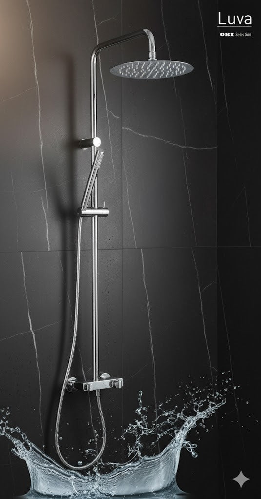 OBI Selection Luva Duschsystem Set – Duschkopf mit Thermostat fürs Badezimmer