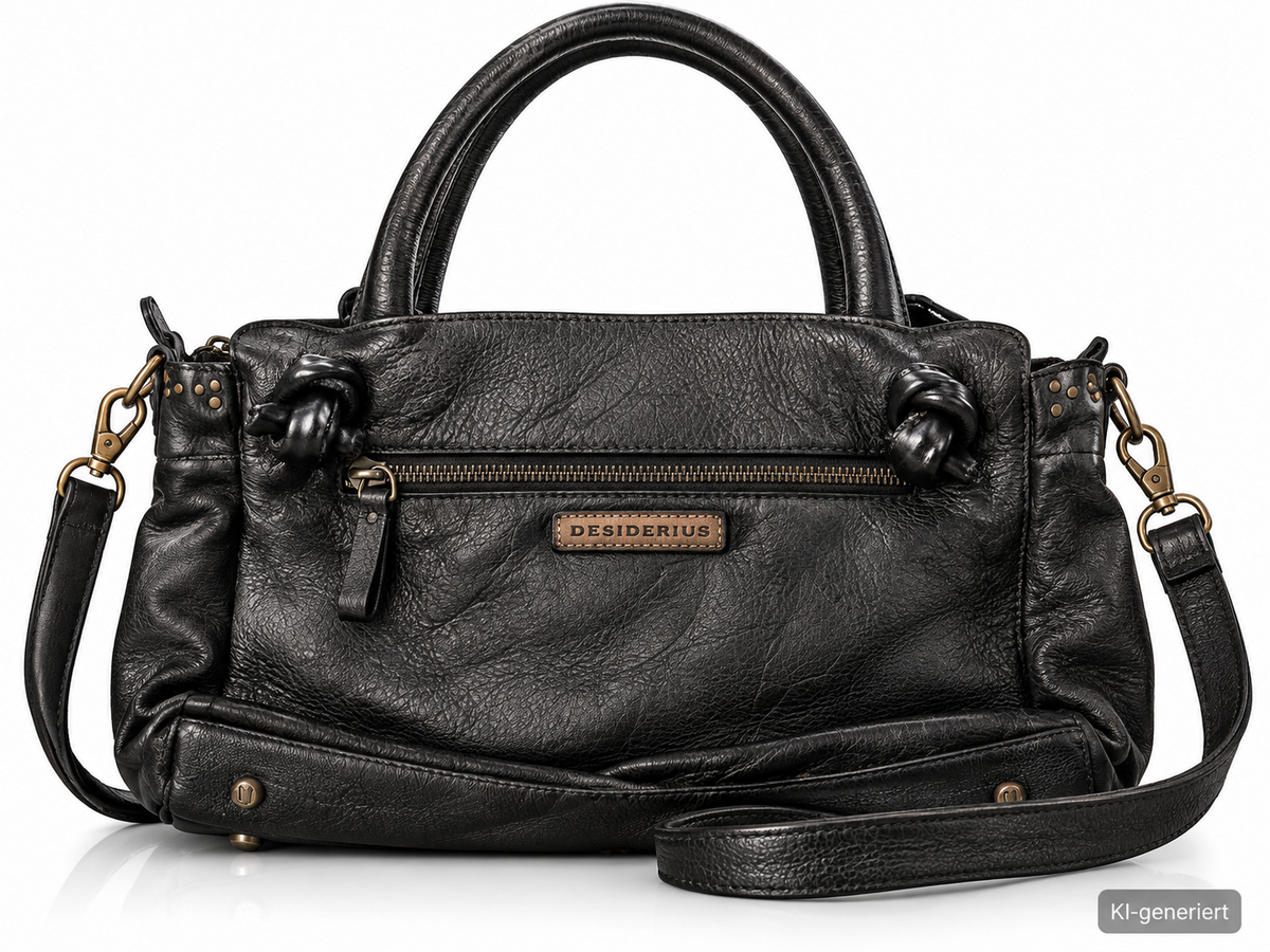 Desiderius Damen Ledertasche Schwarz Schwarz Rindsleder Handtasche Schulter H3