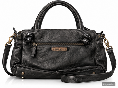 Desiderius Damen Ledertasche Schwarz Schwarz Rindsleder Handtasche Schulter H3